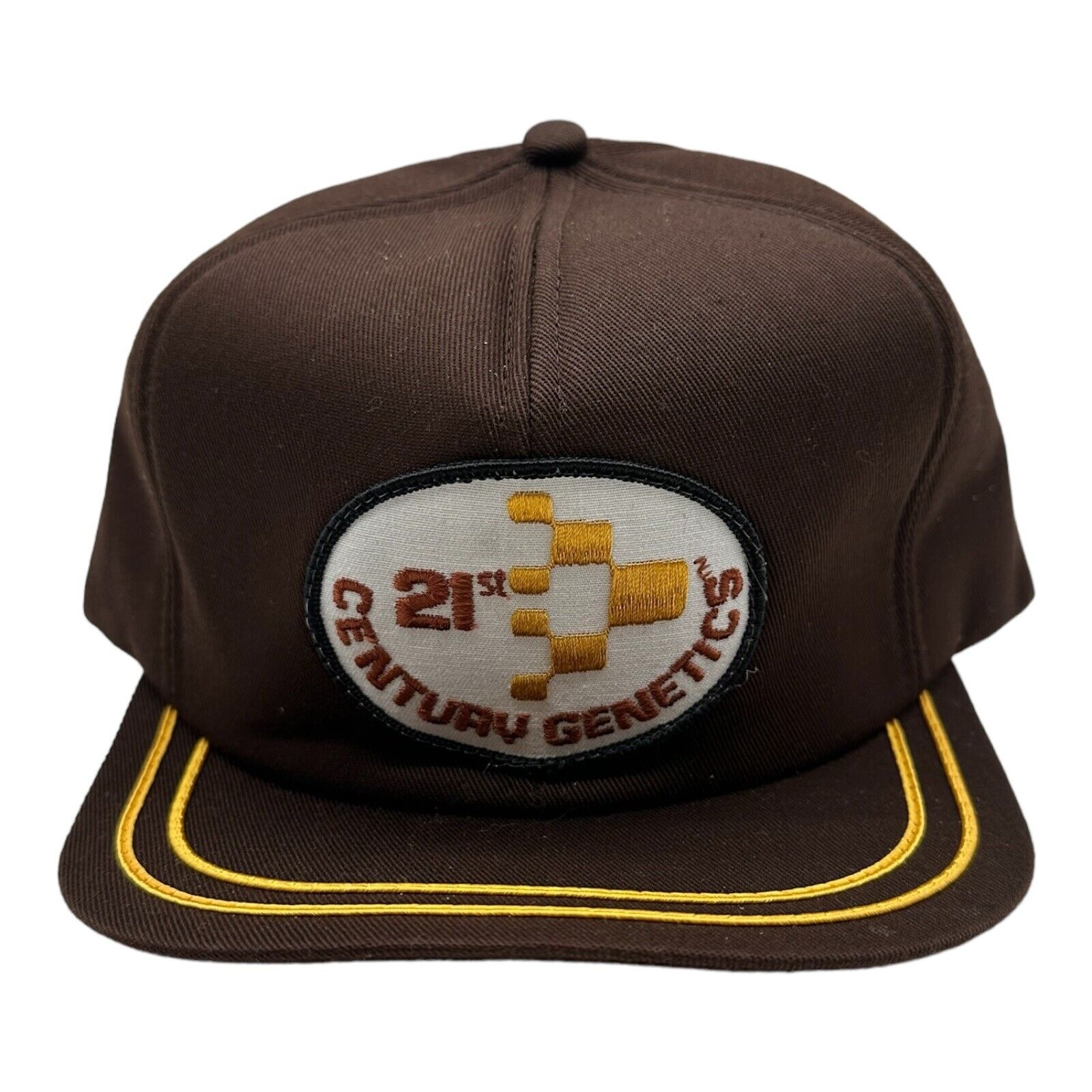 Vintage K Brand 21st Century Genetics Trucker Hat Cap Brown Snapback Usa Made